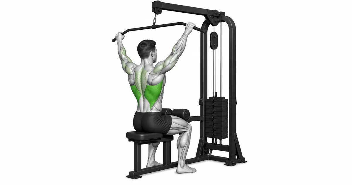 Behind-the-Neck Pulldown — Pagpoposisyon ng upuan at dibdib