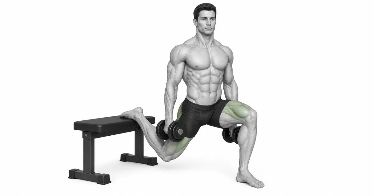 Bulharský split squat — Kritériem pro opakování je celkový tlak v přední části chodidla a směr kolena