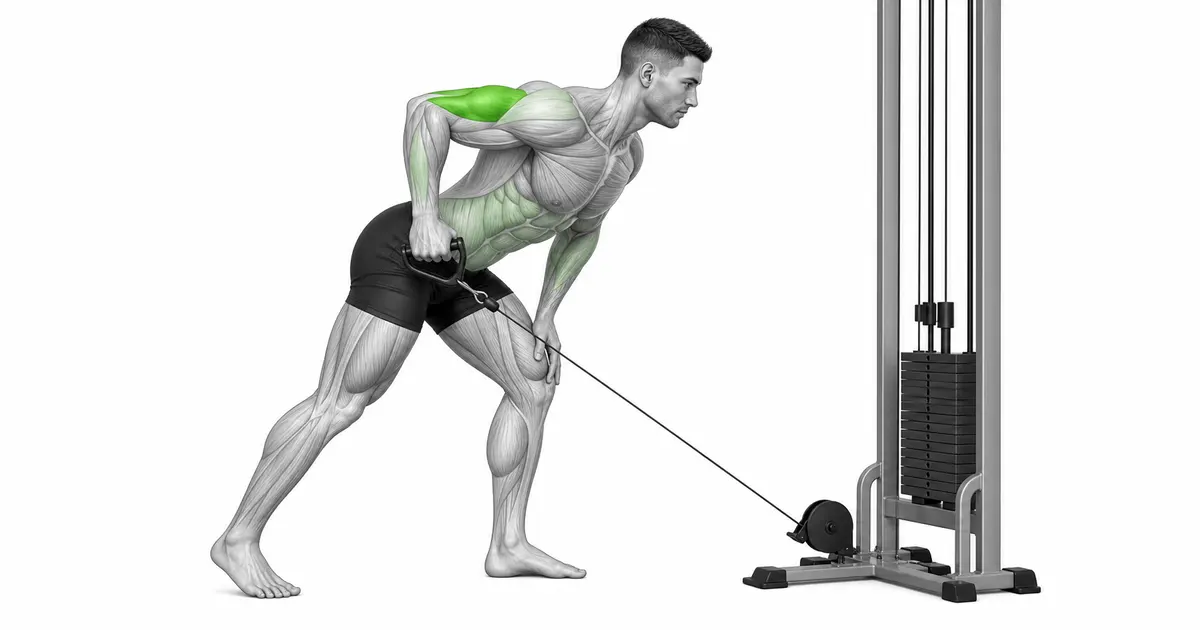 Cable Triceps Kickback — دستگاه را تنظیم کرده و دسته را انتخاب کنید