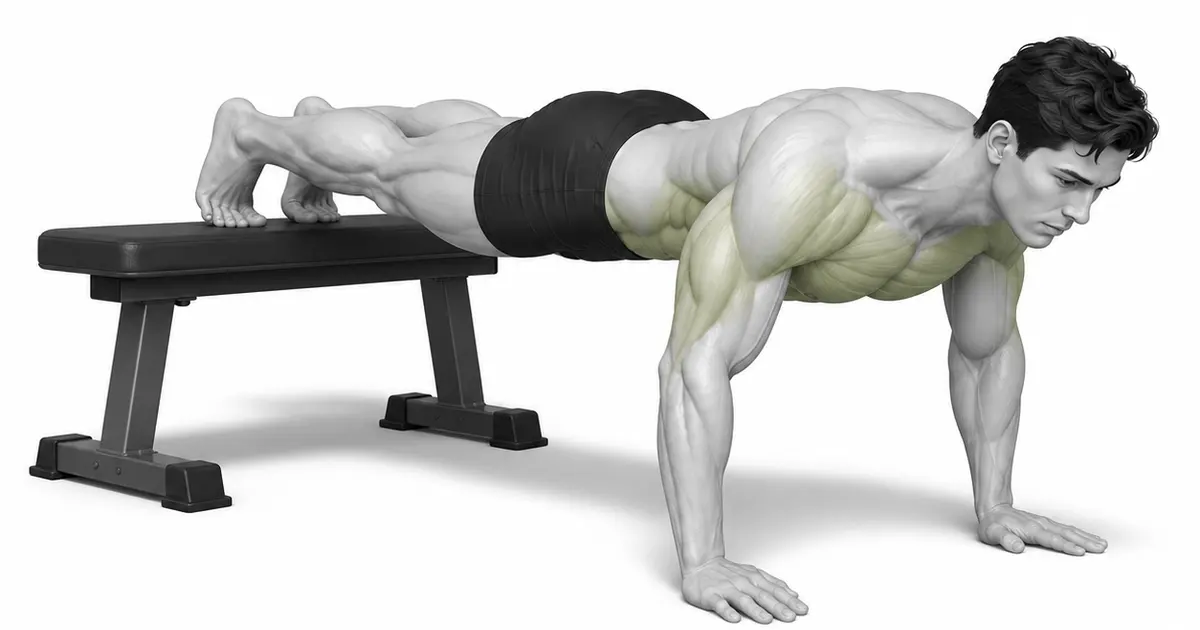 Tanggihan ang push-up — Habang tumataas ang bangko, ang paggalaw ay nagiging katulad ng isa pang pushup.
