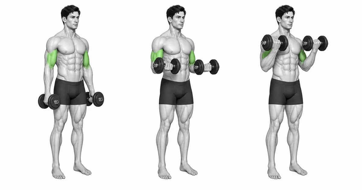 Dumbbell Curl — Vyberte rozsah a zatížení, které udrží činku Curl opakovatelnou