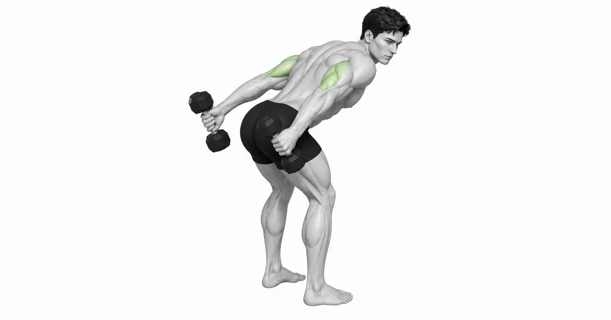 Pinakamataas na contraction ng triceps sa tuktok ng dumbbell kickback