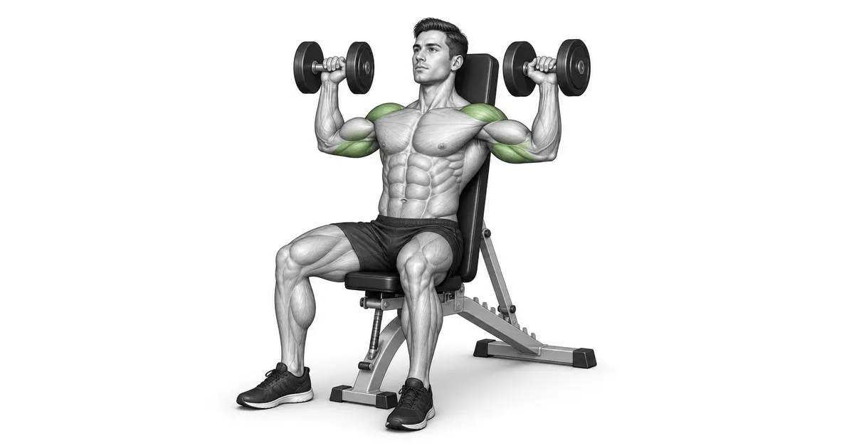 Dumbbell ပခုံးကိုနှိပ်ပါ။ — သင့်ဦးခေါင်းထက်မှာ သင်လိုအပ်တဲ့အရာက ပုံသေ scapula မဟုတ်ဘဲ သင့်လည်ပင်းနဲ့ နံရိုးတွေအတွက် လမ်းကြောင်းတစ်ခုပါပဲ။