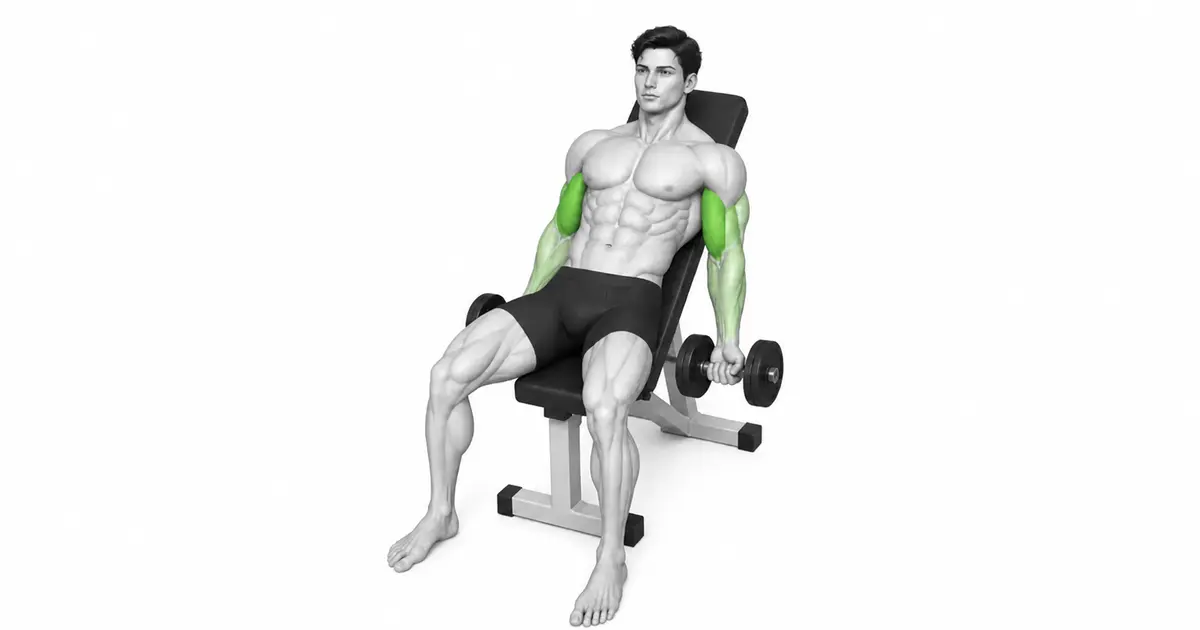 Incline Dumbbell Curl — Sedák a podpěra
