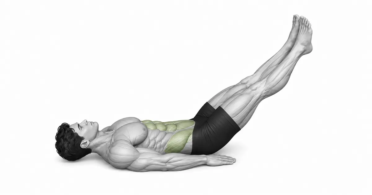 sollevamento delle gambe — La parte bassa della schiena e il bacino determinano quanto abbassare le gambe.