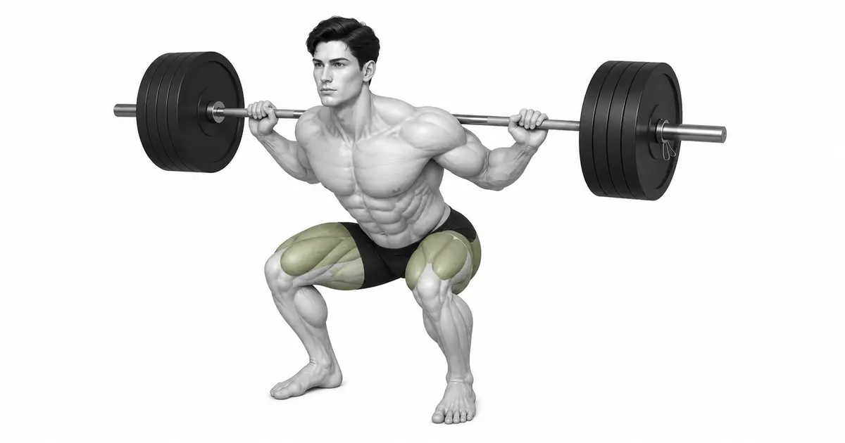 Squat s nízkou tyčí — Nízká poloha tyče je podporována zadními rameny a horní částí zad, nikoli zápěstím