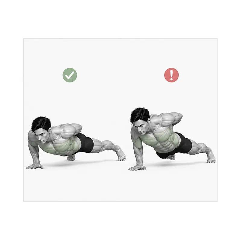 Matatag na one-arm push-up trunk alignment kumpara sa pelvic rotation at isang kibit balikat