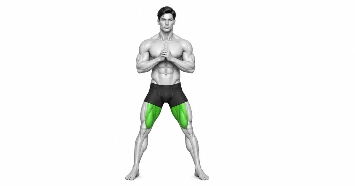 Posisyon ng side lunge na may lapad na mga paa at handang ilipat ang timbang sa isang hip joint.