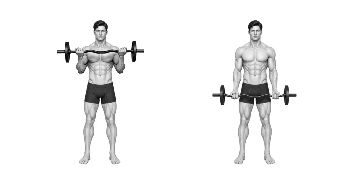EZ-Bar Curl — EZ Bar Curl ကို ထပ်ခါတလဲလဲ ပြုလုပ်နိုင်စေမည့် အကွာအဝေးကို ရွေးချယ်ပြီး ဝန်ကို ရယူပါ။