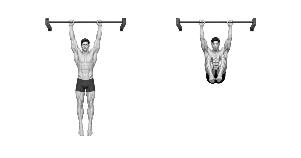 Hanging Knee Raise — Huwag igulong ang iyong pelvis pagkatapos ng taas ng tuhod upang mapataas ang kurbada ng tiyan.
