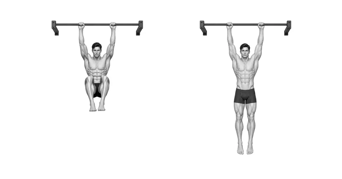 Hanging Knee Raise — Ang bawat pag-uulit ay dapat magsimula sa isang tuluy-tuloy na pagsususpinde