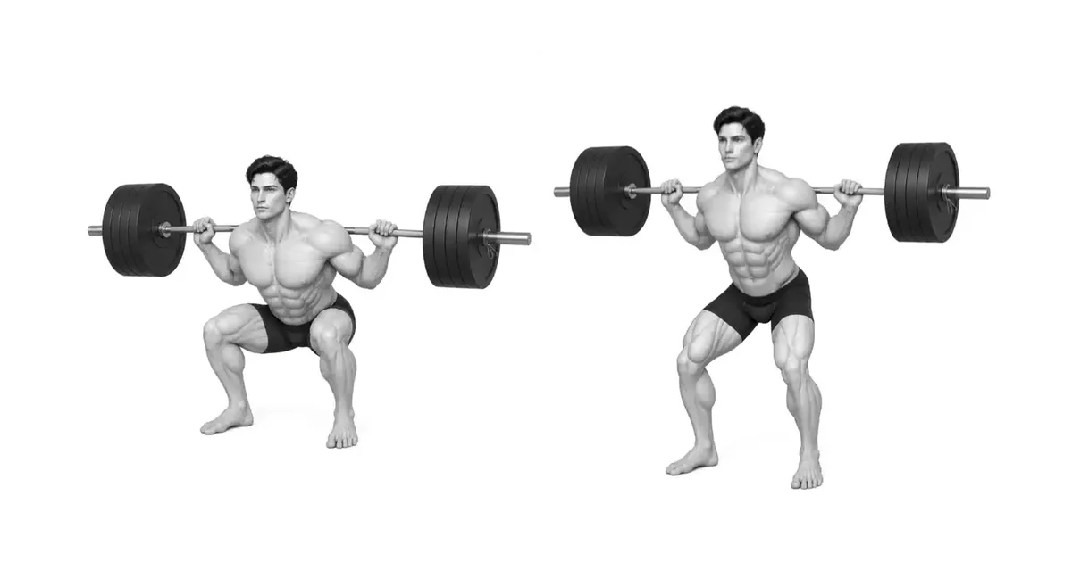 Squat s nízkou tyčí — Pohon kyčlí není pohyb, který zahrnuje nejprve zvedání pánve.
