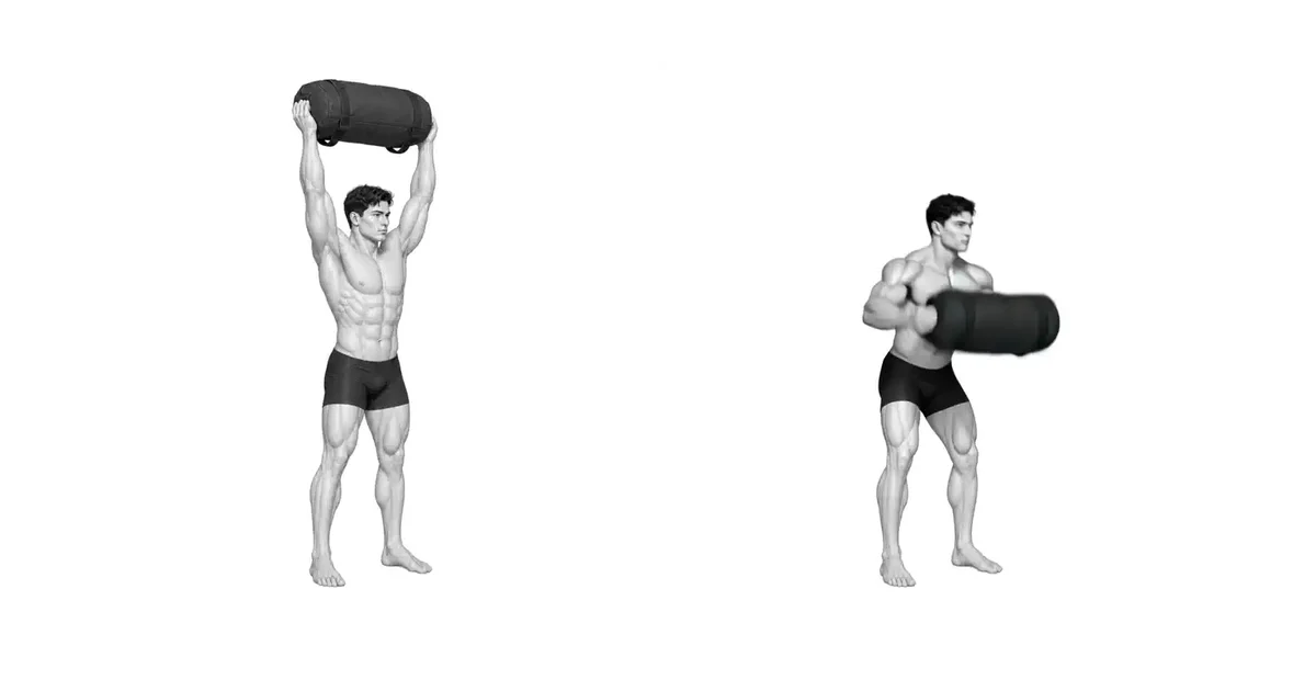 Sandbag Slam — Spíše než házení rukama se žebra, pánev a kolena složí k sobě, aby se vak urychlil.