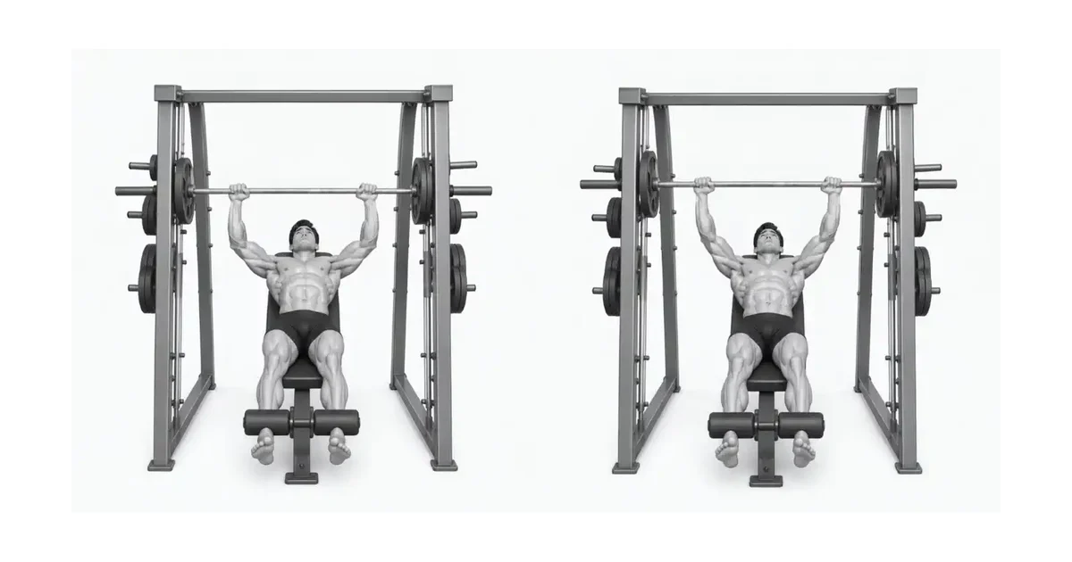 Stolní lis Smith Machine — Nedovolte, aby vaše ramena zapadla do zábradlí, nechte lavici sedět vám