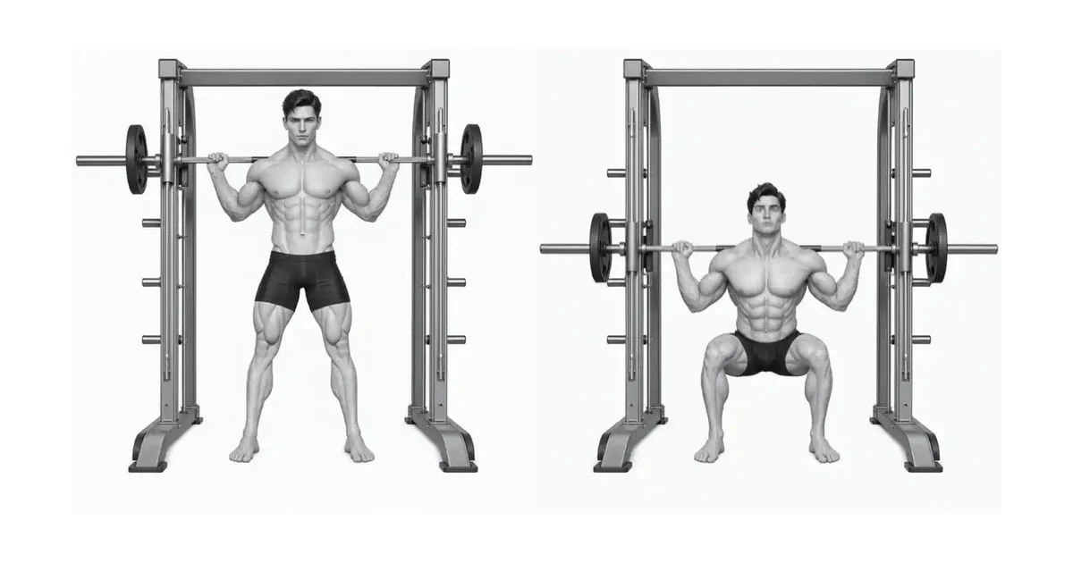 Smith Machine Squat — Poloha patky musí odpovídat dráze kolejnice a jednotlivému typu karoserie