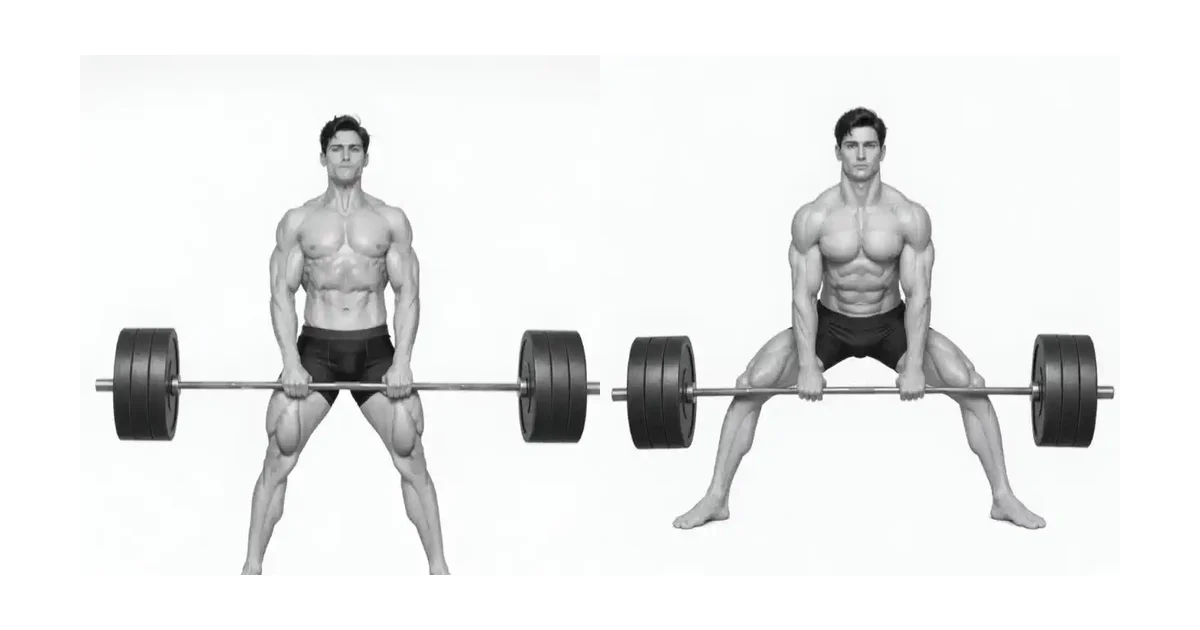 Sumo Deadlift — ဘားကိုမဆွဲမီ သင့်ခန္ဓာကိုယ်ကို ဘားနှင့်ကြမ်းပြင်ကြားတွင် ခိုင်မြဲစွာထားပါ။