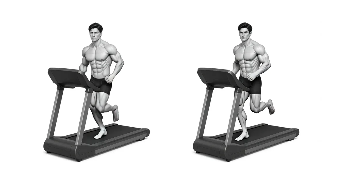 Treadmill Running — Hindi tumataas ang bilis at nakahilig nang husto sa parehong oras