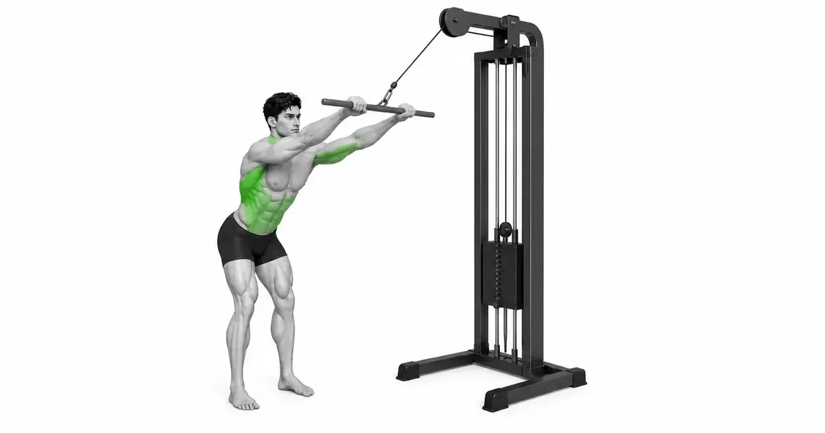 tuwid na braso pulldown — Sinusuri ang matataas na pulley at tuwid na mga bar
