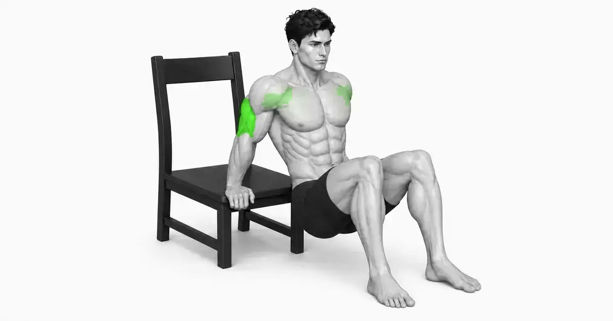Tricep Dips (křeslo) — Uchopte židli a připravte se