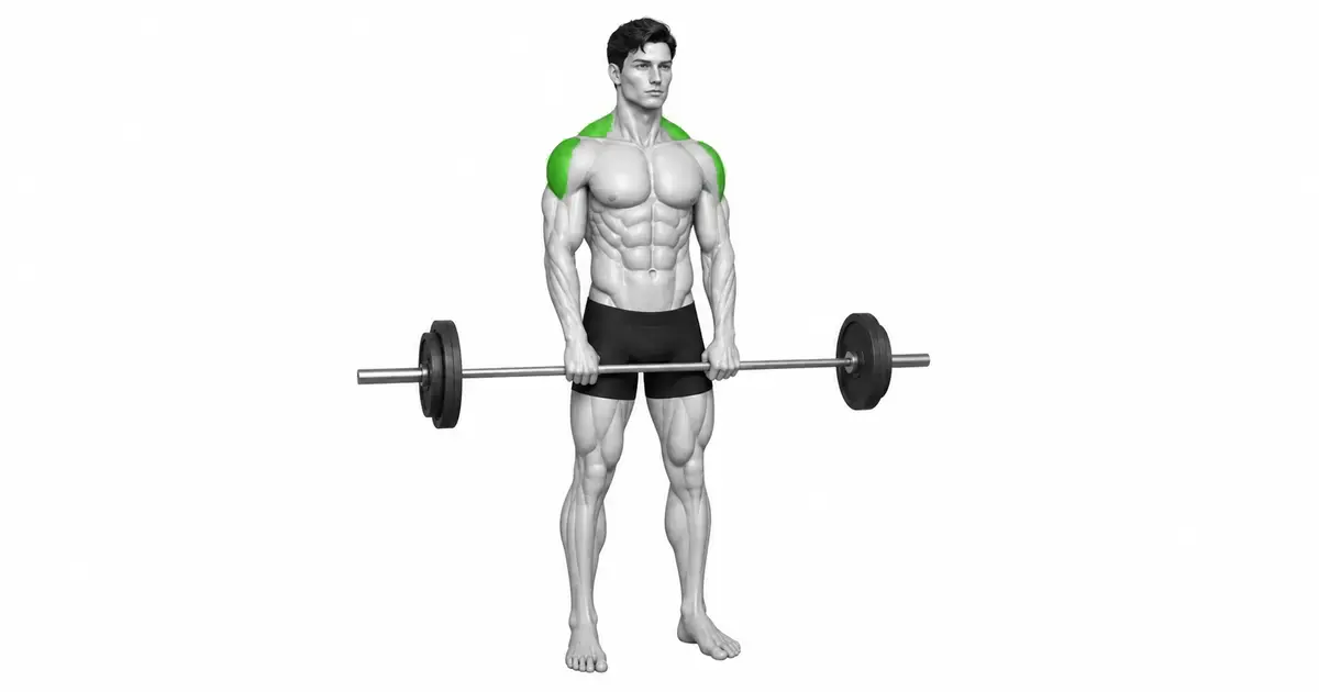 Paghahanda para sa isang patayong hilera habang may hawak na barbell