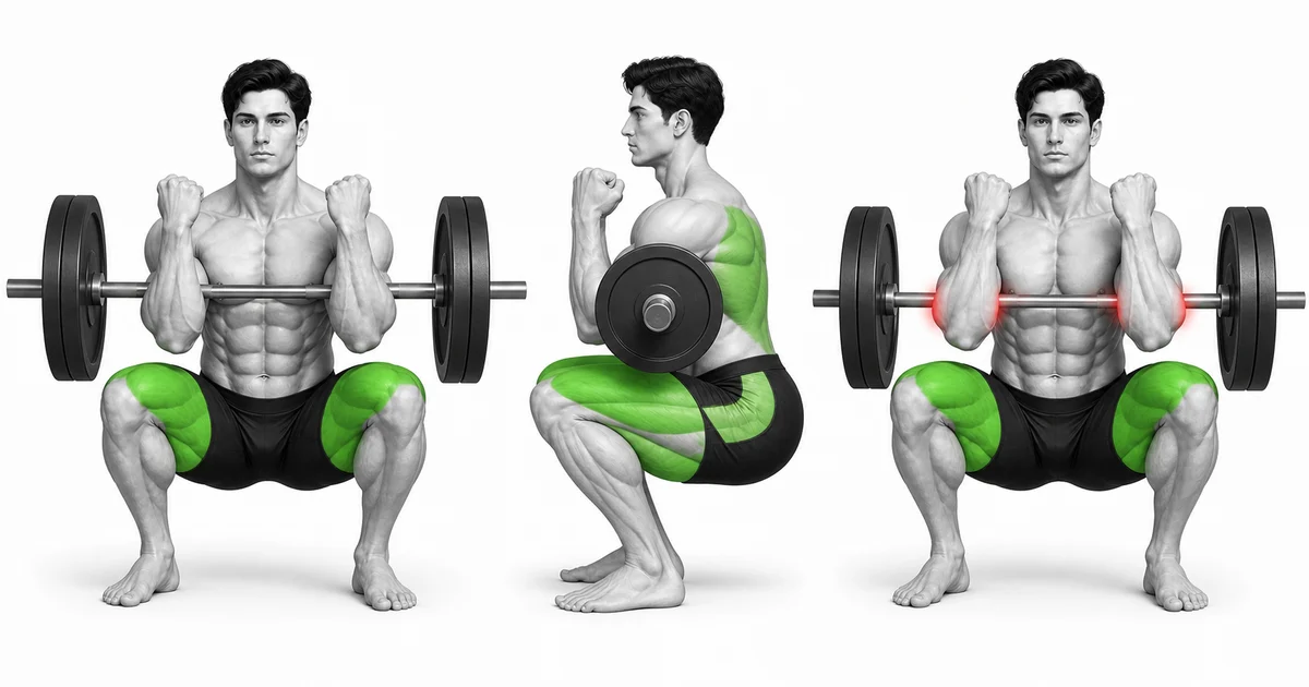 Zercher Squat — Ang bar ay hindi itinaas gamit ang mga biceps, ngunit nakapatong sa isang istante sa loob ng mga siko