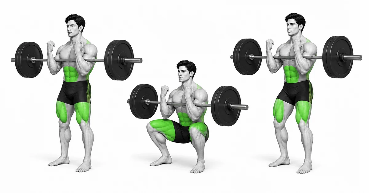 Zercher Squat — Habang hinihila pasulong ang bar, mahalagang hindi mawala ang presyon sa itaas na likod at tiyan.