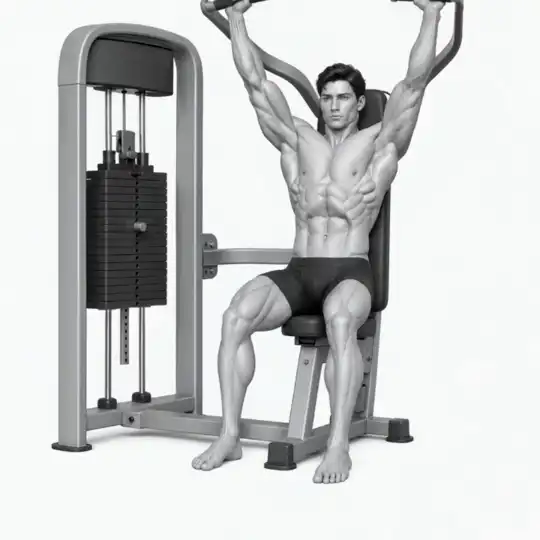 Ukázka pohybu cviku Machine Shoulder Press