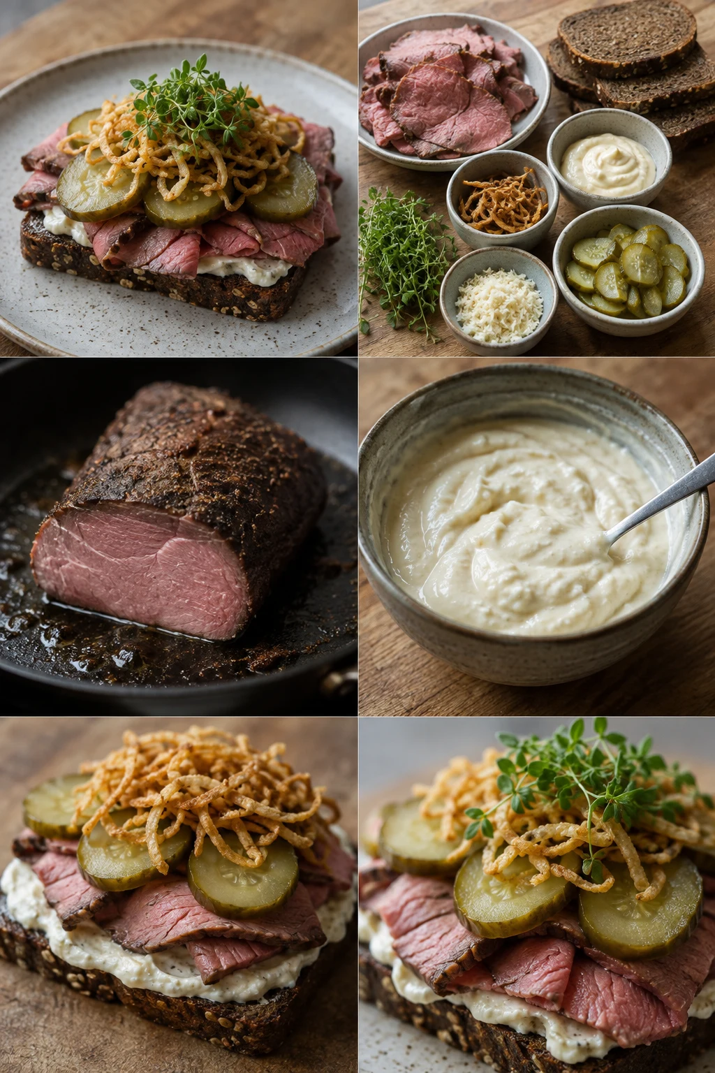Lettere dansk Smørrebrød med roastbeef serveret i en afmålt portion