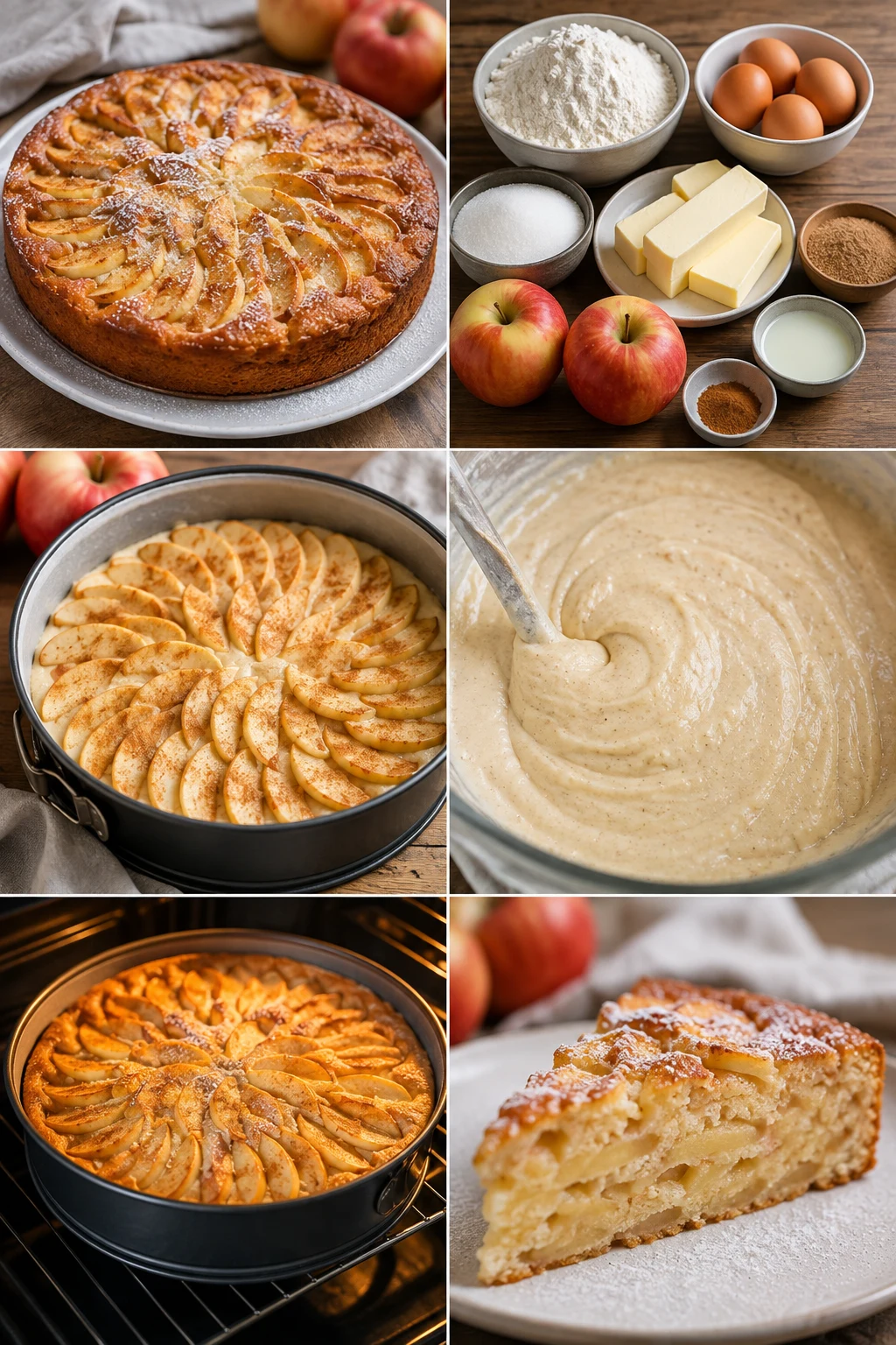 Fertig angerichtete leichtere Portion Apfelkuchen nach deutsches Art