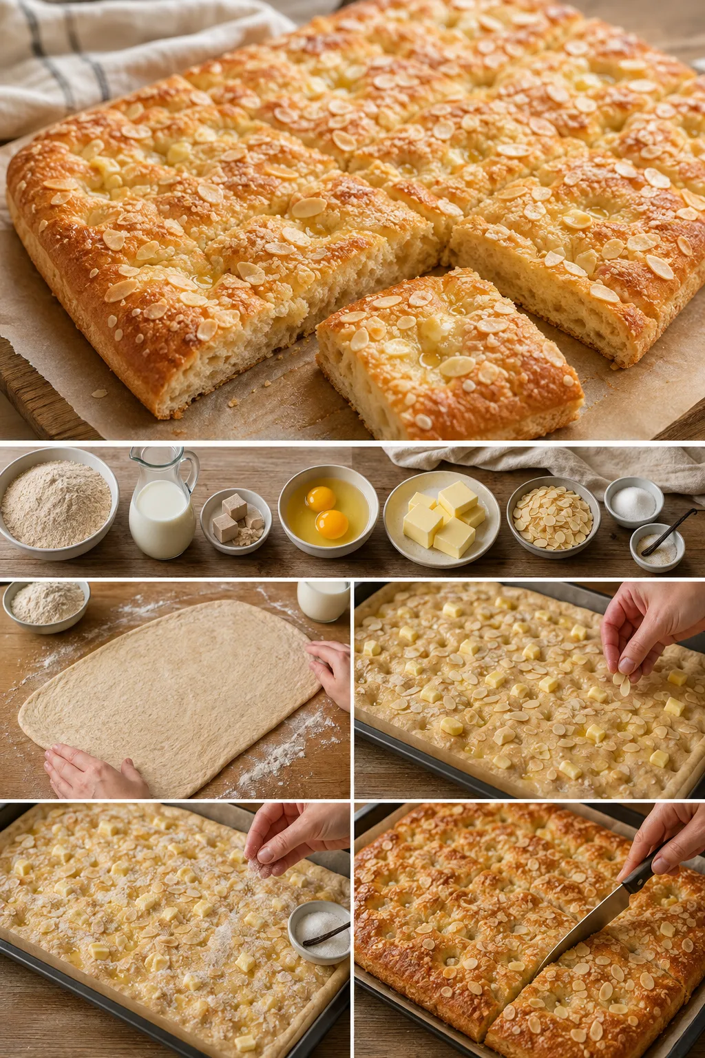 Fertig angerichtete leichtere Portion Butterkuchen nach deutsches Art