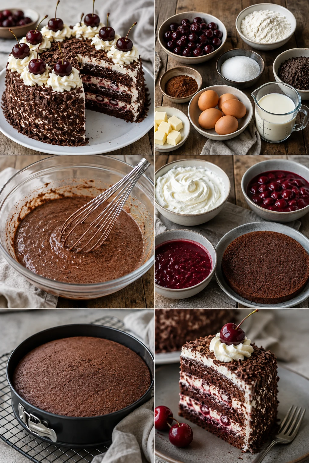 Fertig angerichtete leichtere Portion Schwarzwälder Kirschtorte nach deutsches Art