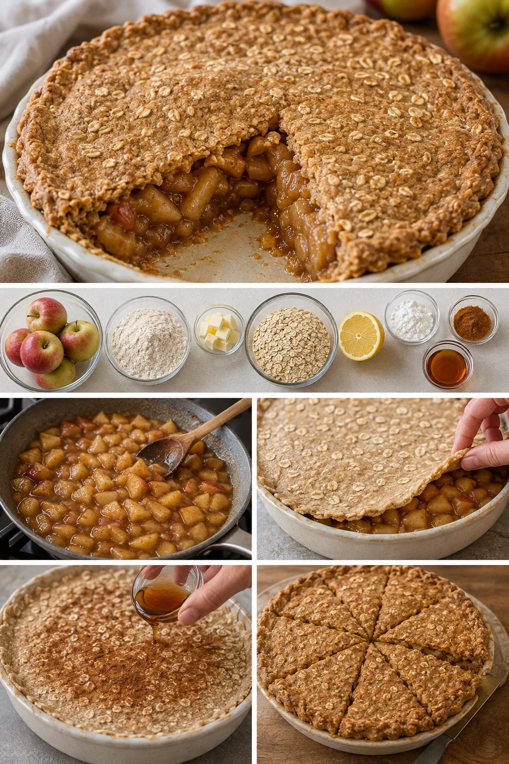 Finished lighter American Apple Pie in its familiar home-style presentation
