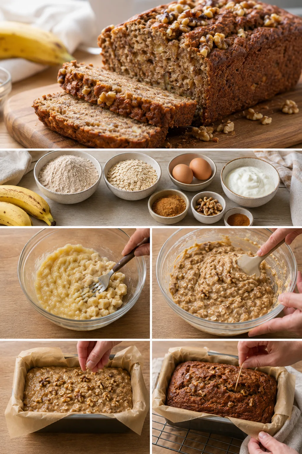 Finished lighter American Banana Bread in its familiar home-style presentation