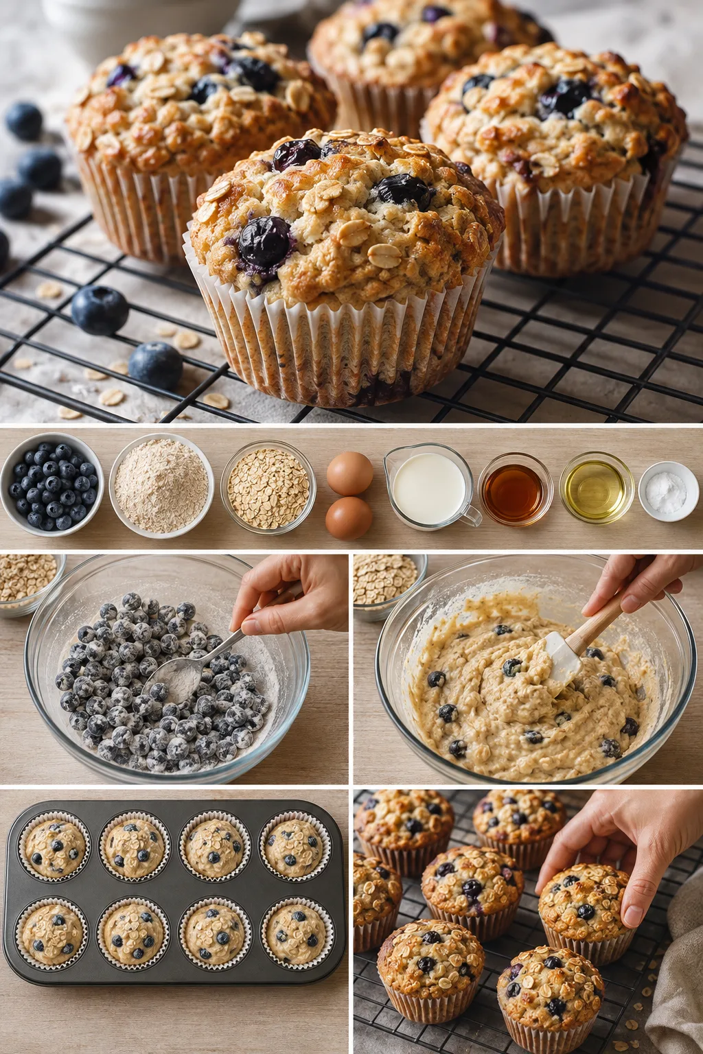 Finished lighter American Blueberry Muffins in its familiar home-style presentation