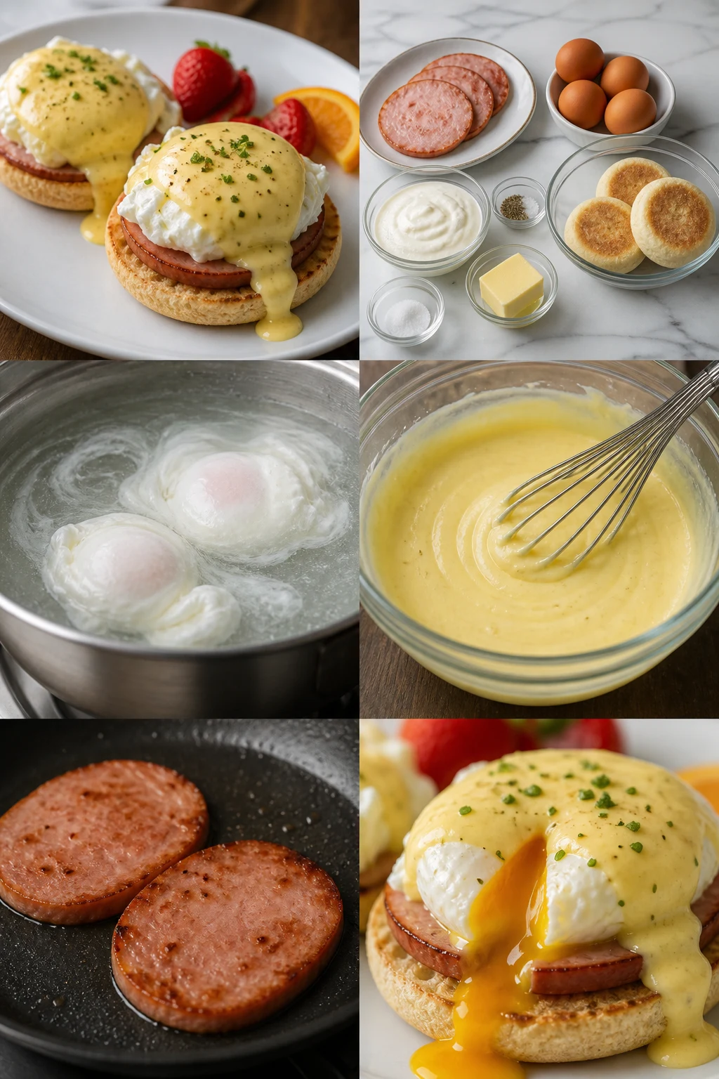Finished lighter American Eggs Benedict in its familiar home-style presentation