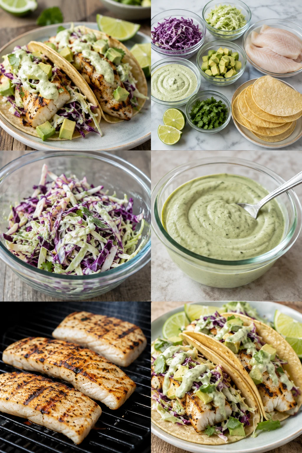 Finished lighter American Fish Tacos in its familiar home-style presentation