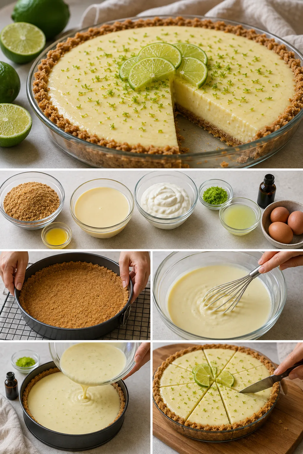 Finished lighter American Key Lime Pie in its familiar home-style presentation