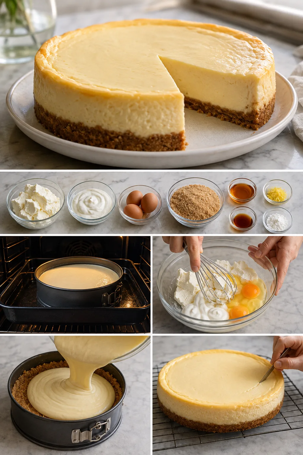 Finished lighter American New York Cheesecake in its familiar home-style presentation