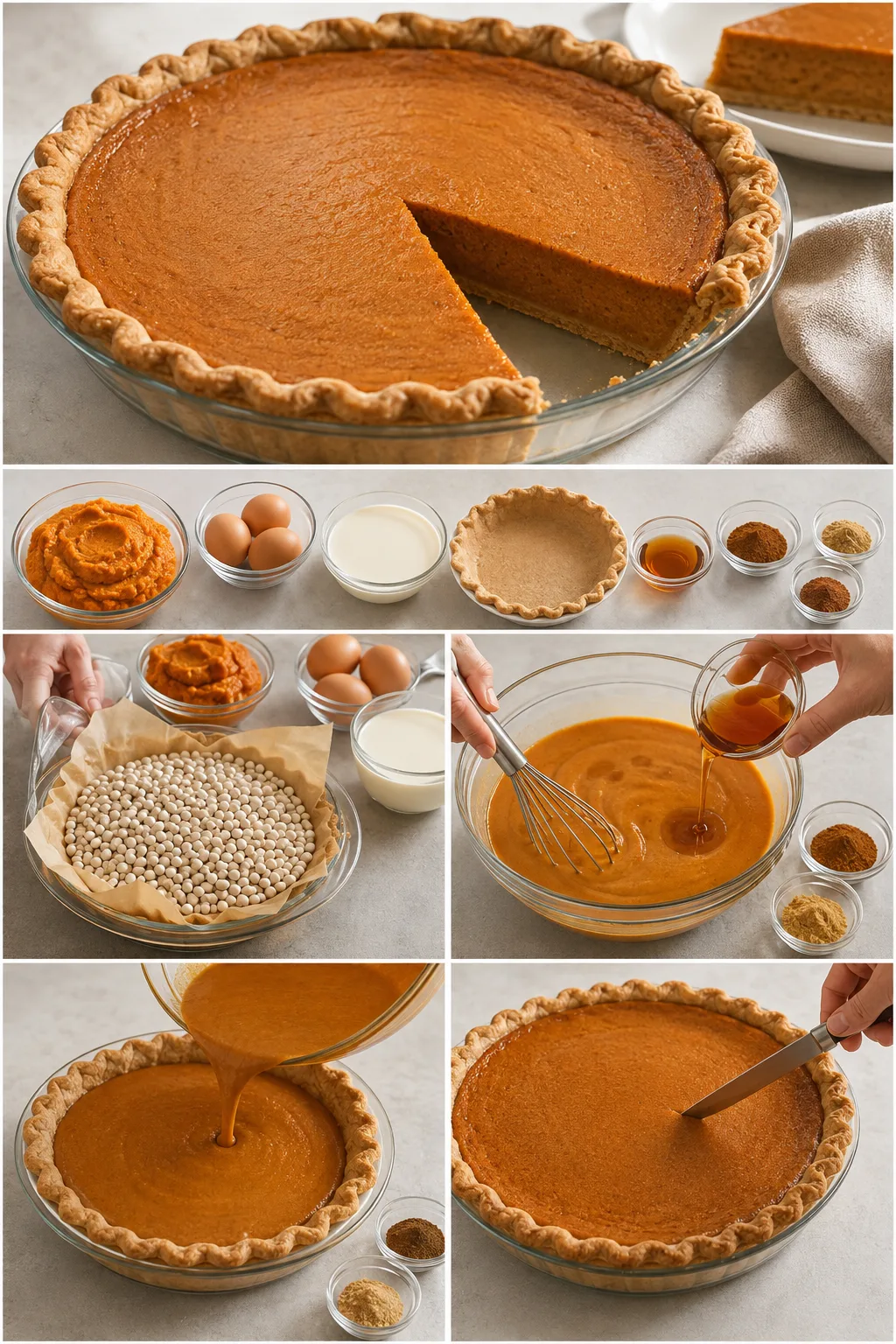 Finished lighter American Pumpkin Pie in its familiar home-style presentation