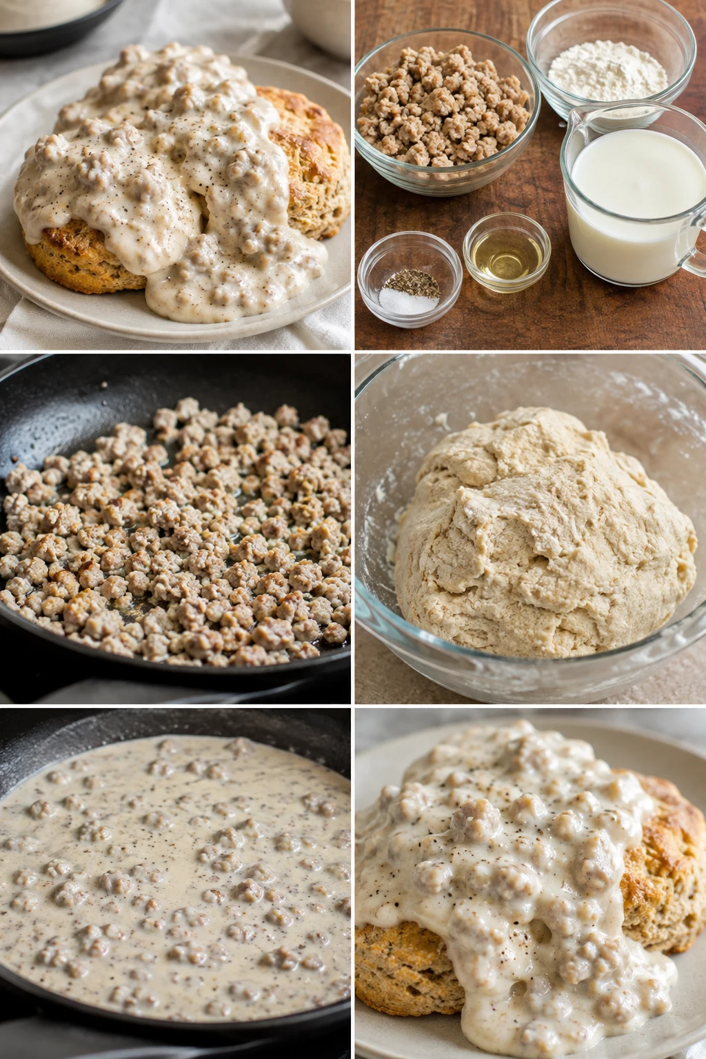 Finished lighter American Sausage Gravy in its familiar home-style presentation