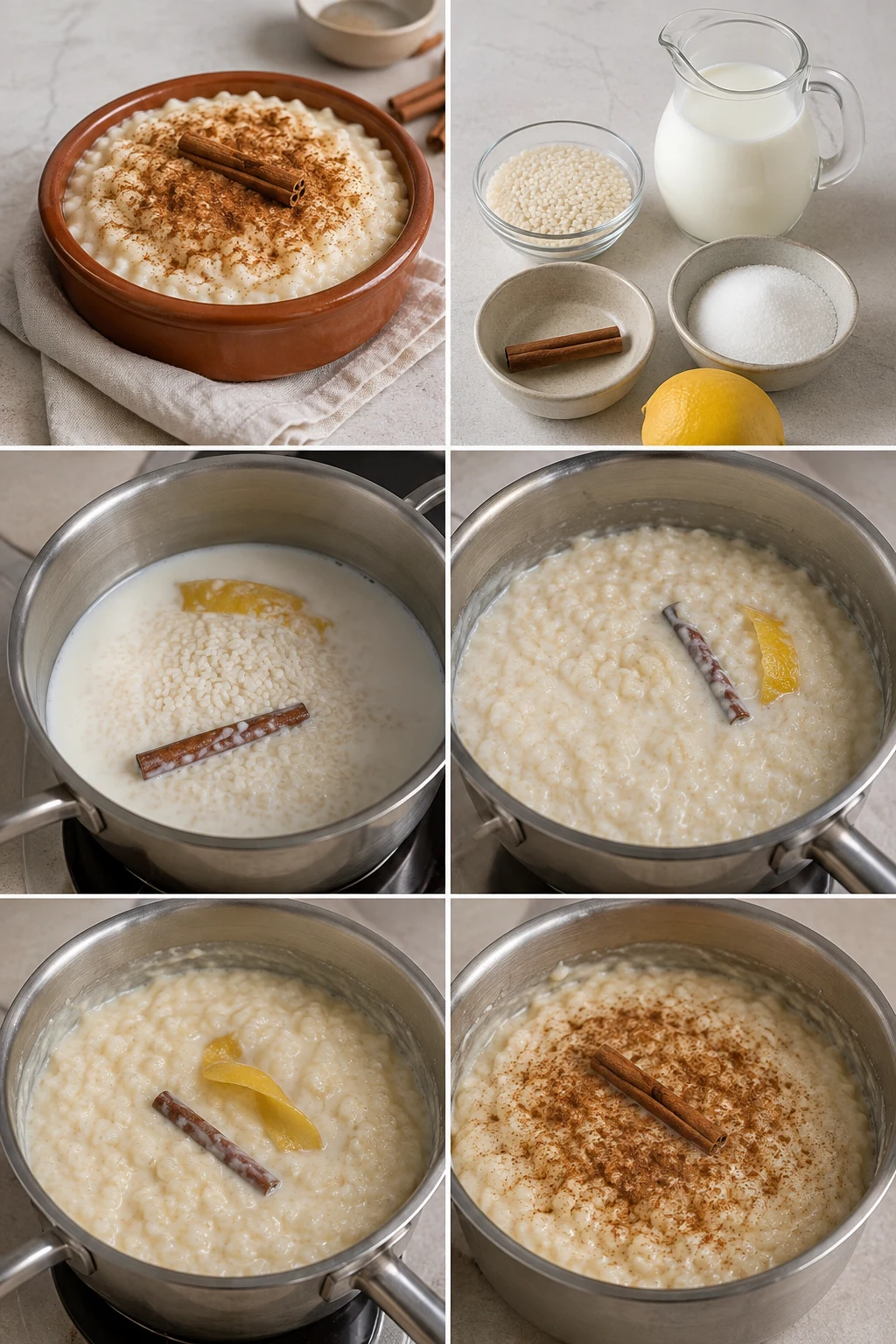 Ración terminada de Arroz con leche española preparada de forma más ligera