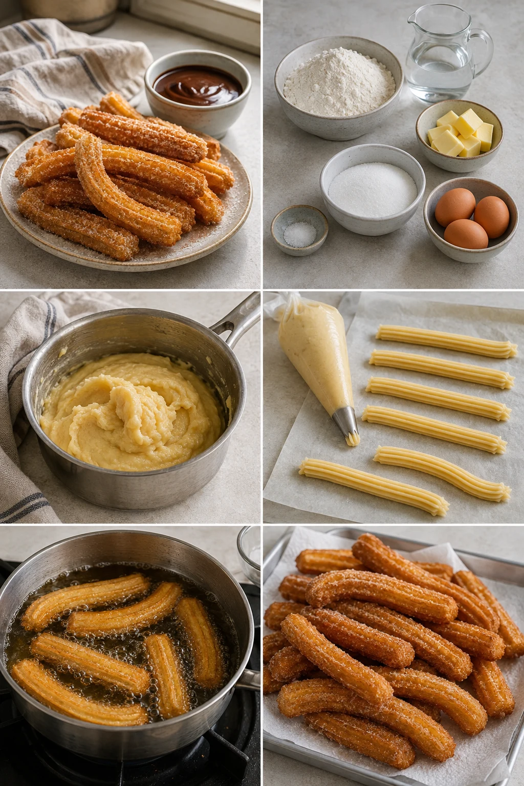 Ración terminada de Churros española preparada de forma más ligera