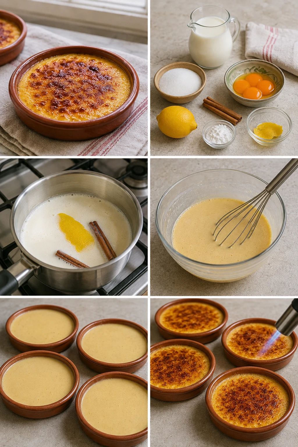 Ración terminada de Crema catalana española preparada de forma más ligera