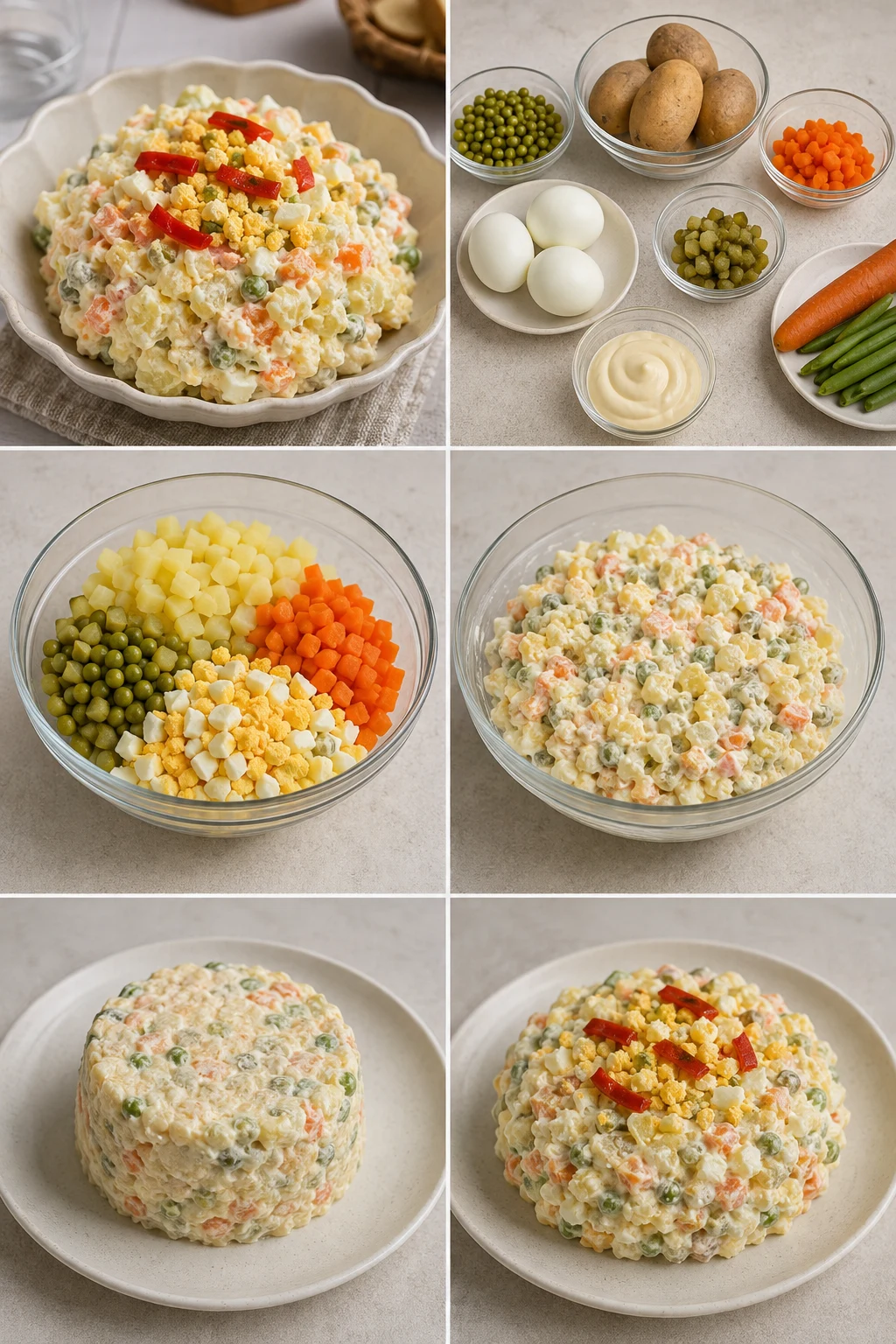 Ración terminada de Ensaladilla rusa española preparada de forma más ligera