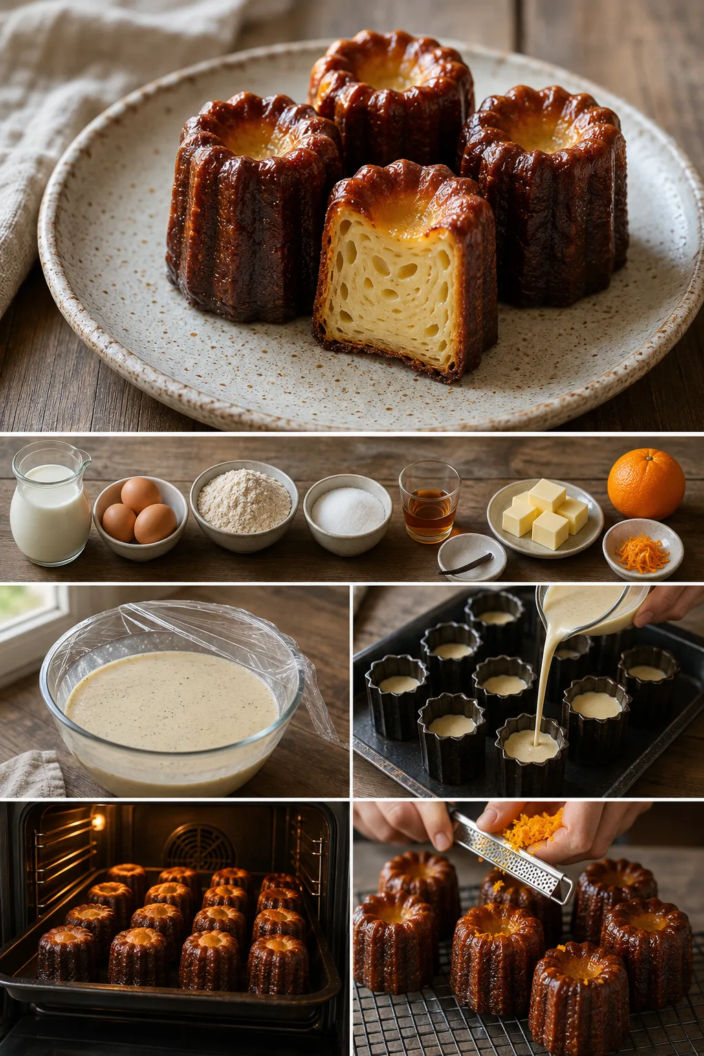 Portion terminée de Cannelés bordelais français préparée dans une version plus légère