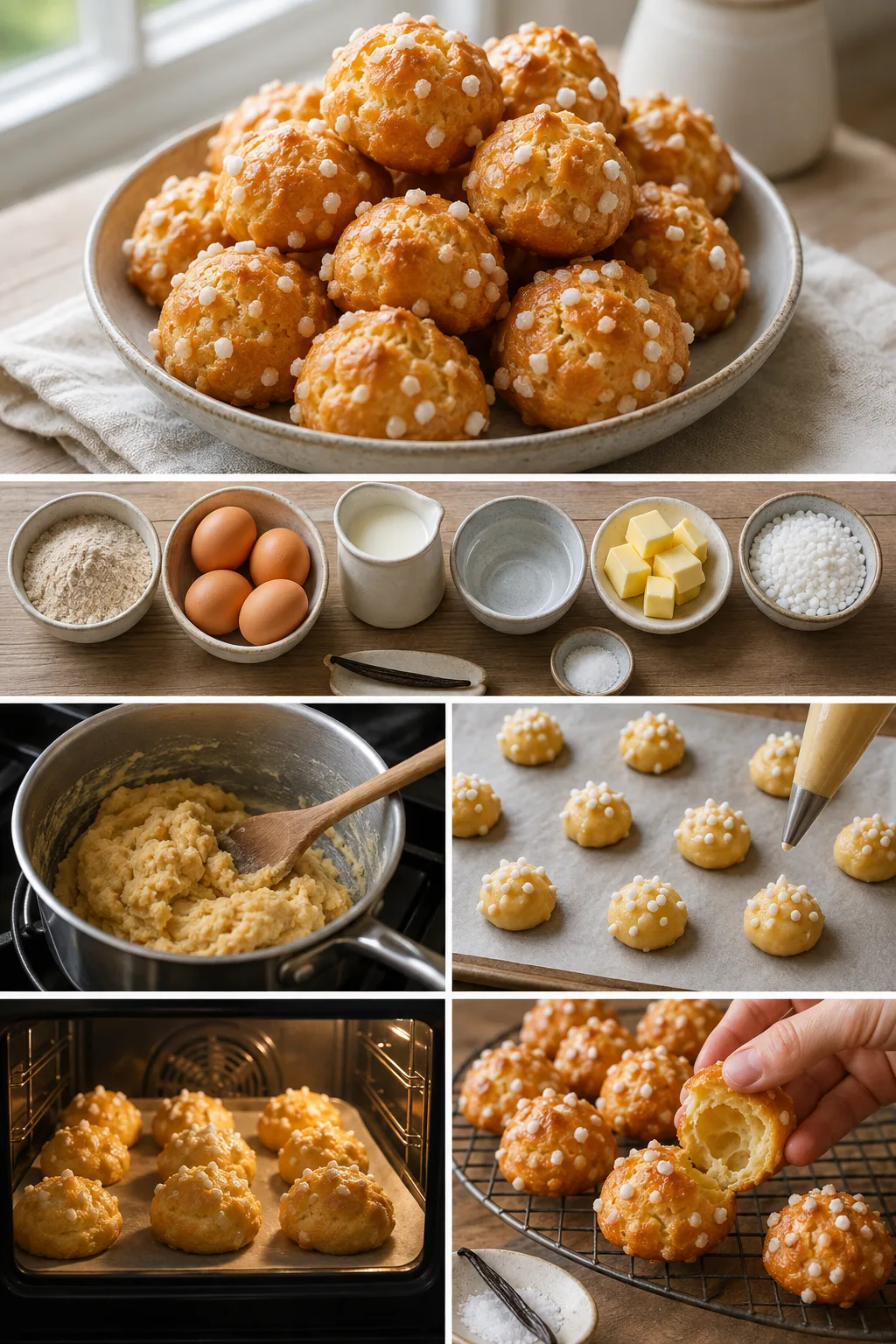 Portion terminée de Chouquettes français préparée dans une version plus légère