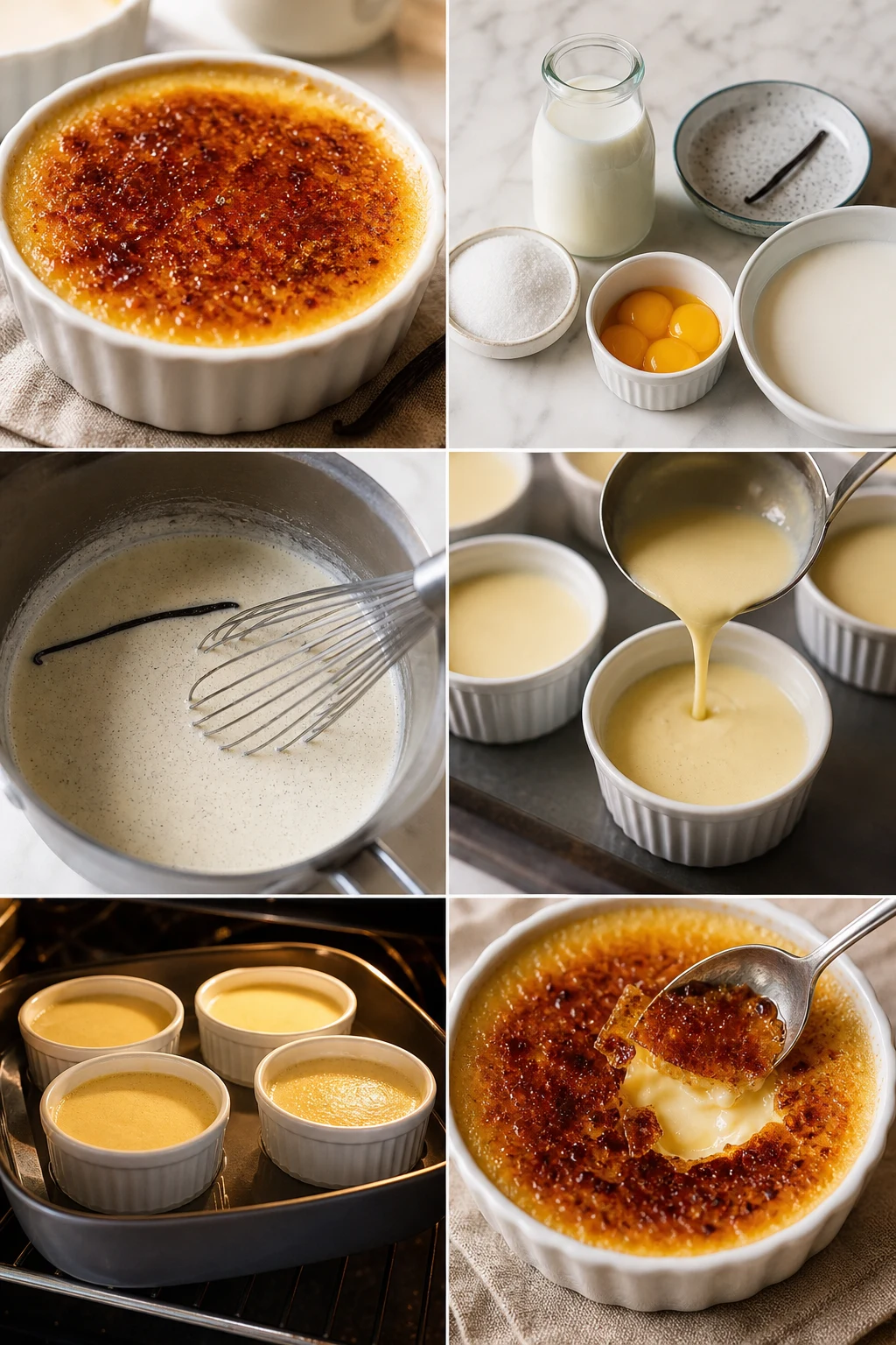Portion terminée de Crème brûlée français préparée dans une version plus légère
