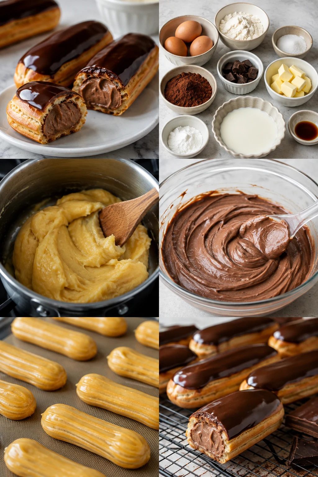 Portion terminée de Éclair au chocolat français préparée dans une version plus légère
