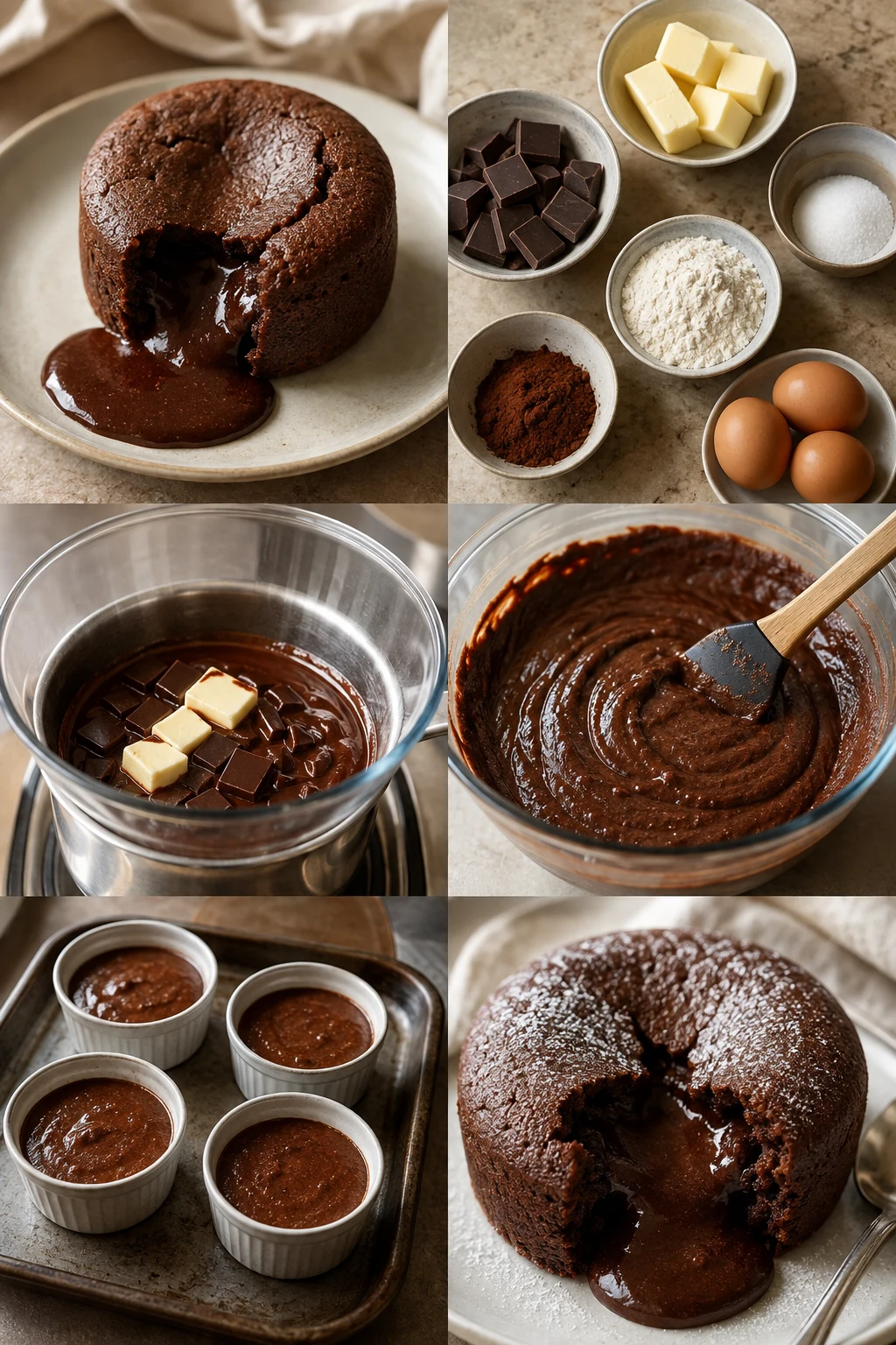 Portion terminée de Fondant au chocolat français préparée dans une version plus légère