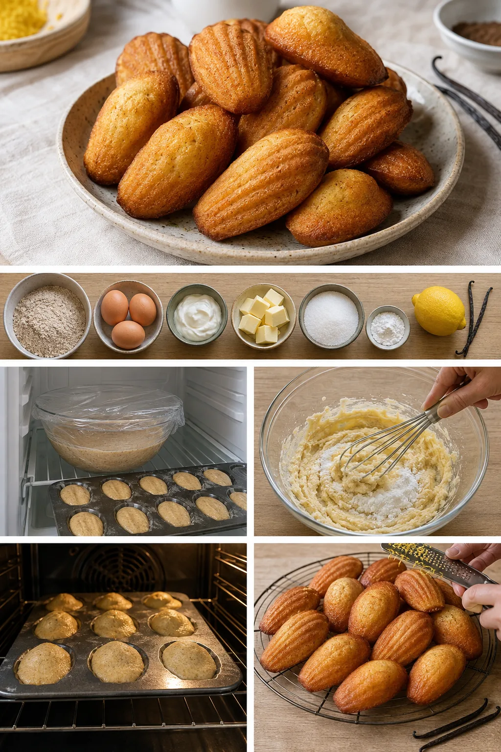 Portion terminée de Madeleines français préparée dans une version plus légère